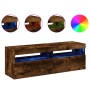 Muebles de TV con luces LED 2 uds roble ahumado 60x35x40 cm en Muebles TV | Comprar online en Foru.es