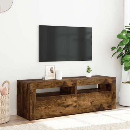 Mueble de TV con luces LED roble ahumado 120x35x40 cm en Muebles TV | Comprar online en Foru.es