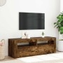 Mueble de TV con luces LED roble ahumado 120x35x40 cm en Muebles TV | Comprar online en Foru.es