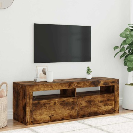 Mueble de TV con luces LED color roble ahumado 120x35x40 cm en Muebles TV | Comprar online en Foru.es