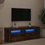 Mueble de TV con luces LED color roble ahumado 120x35x40 cm en Muebles TV | Comprar online en Foru.es
