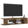 Mueble de TV con luces LED roble ahumado 135x39x30 cm en Muebles TV | Comprar online en Foru.es