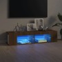 Mueble de TV con luces LED marrón roble 135x39x30 cm en Muebles TV | Comprar online en Foru.es