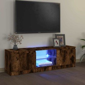 Mueble de TV con luces LED roble ahumado 120x30x36 cm en Muebles TV | Comprar online en Foru.es
