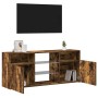Mueble de TV con luces LED roble ahumado 120x30x50 cm en Muebles TV | Comprar online en Foru.es