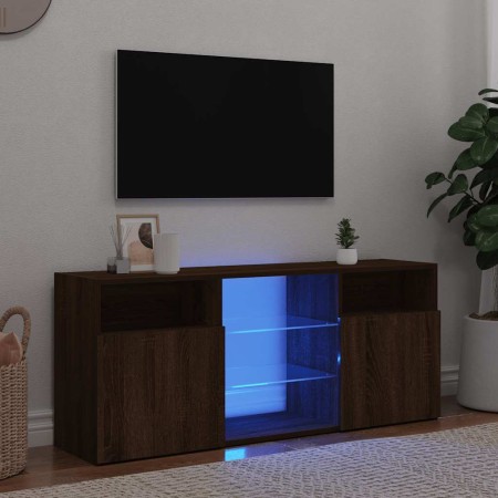 Mueble de TV con luces LED marrón roble 120x30x50 cm en Muebles TV | Comprar online en Foru.es