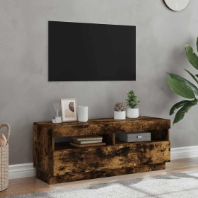 Mueble de TV con luces LED roble ahumado 100x35x40 cm en Muebles TV | Comprar online en Foru.es