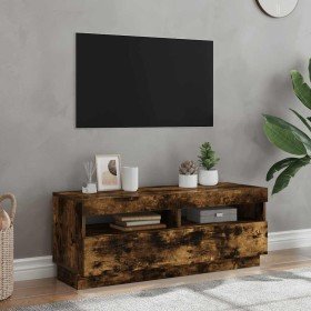 Mueble de TV con luces LED roble ahumado 100x35x40 cm en Muebles TV | Comprar online en Foru.es