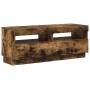 Mueble de TV con luces LED roble ahumado 100x35x40 cm en Muebles TV | Comprar online en Foru.es