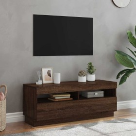 Mueble de TV con luces LED marrón roble 100x35x40 cm en Muebles TV | Comprar online en Foru.es