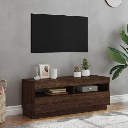 Mueble de TV con luces LED marrón roble 100x35x40 cm en Muebles TV | Comprar online en Foru.es