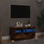 Mueble de TV con luces LED color roble ahumado 80x35x40 cm en Muebles TV | Comprar online en Foru.es