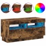 Mueble de TV con luces LED color roble ahumado 80x35x40 cm en Muebles TV | Comprar online en Foru.es