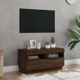 Mueble de TV con luces LED color roble marrón 80x35x40 cm en Muebles TV | Comprar online en Foru.es