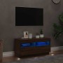 Mueble de TV con luces LED color roble marrón 80x35x40 cm en Muebles TV | Comprar online en Foru.es