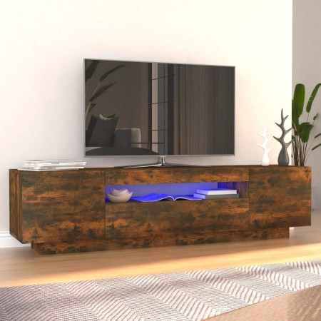 Mueble de TV con luces LED color roble ahumado 160x35x40 cm en Muebles TV | Comprar online en Foru.es