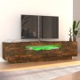 Mueble de TV con luces LED color roble ahumado 160x35x40 cm en Muebles TV | Comprar online en Foru.es