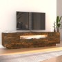 Mueble de TV con luces LED color roble ahumado 160x35x40 cm en Muebles TV | Comprar online en Foru.es