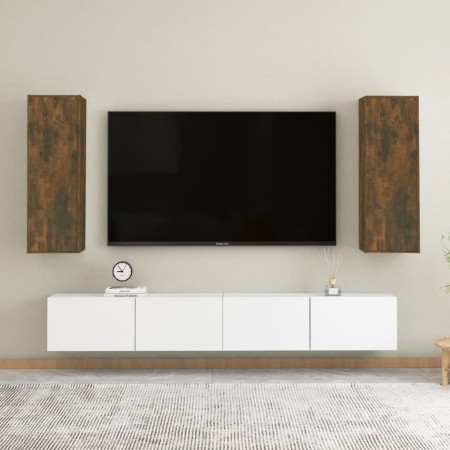 Muebles para TV 2 uds madera roble ahumado 30,5x30x90 cm en Muebles TV | Comprar online en Foru.es