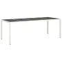 Mesa jardín vidrio templado ratán sintético blanco 250x100x75cm de vidaXL, Mesas de jardín - Ref: Foro24-362556, Precio: 205,...