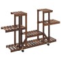 Soporte para flores con ruedas madera maciza abeto 110x25x78 cm de vidaXL, Soportes para macetas - Ref: Foro24-362855, Precio...