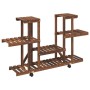 Soporte para flores con ruedas madera maciza abeto 110x25x78 cm de vidaXL, Soportes para macetas - Ref: Foro24-362855, Precio...