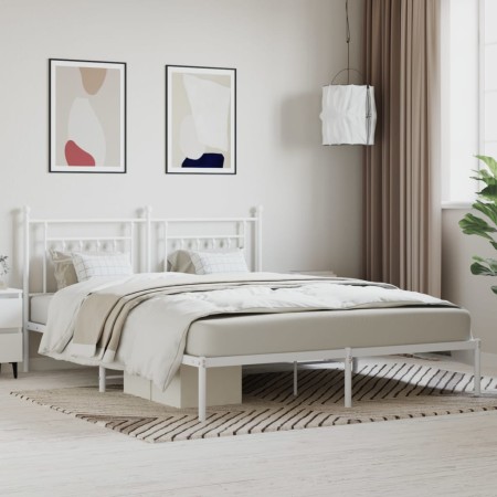 Estructura de cama de metal con cabecero blanco 183x213 cm de vidaXL, Camas y somieres - Ref: Foro24-353591, Precio: 107,62 €...