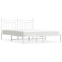 Estructura de cama de metal con cabecero blanco 180x200 cm de vidaXL, Camas y somieres - Ref: Foro24-353590, Precio: 124,42 €...