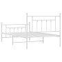 Estructura cama metal con cabecero y pie cama blanca 100x200 cm de vidaXL, Camas y somieres - Ref: Foro24-353599, Precio: 99,...