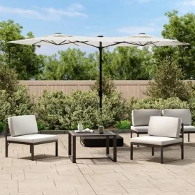 Sombrilla doble blanco arena 316x240 cm de vidaXL, Sombrillas - Ref: Foro24-362961, Precio: 138,22 €, Descuento: %