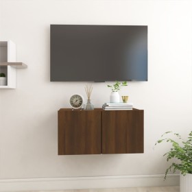Mueble TV colgante madera contrachapada marrón roble 60x30x30cm en Muebles TV | Comprar online en Foru.es