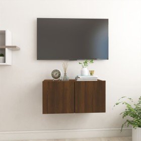 Mueble TV colgante madera contrachapada marrón roble 60x30x30cm en Muebles TV | Comprar online en Foru.es