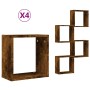 Estantes cubo de pared 4 unidades roble ahumado 30x15x30 cm en Estanterías | Comprar online en Foru.es