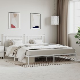 Estructura de cama con cabecero metal blanca 200x200 cm de vidaXL, Camas y somieres - Ref: Foro24-353593, Precio: 108,39 €, D...