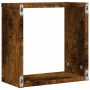Estantes cubo de pared 4 unidades roble ahumado 30x15x30 cm en Estanterías | Comprar online en Foru.es