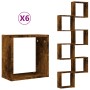 Estantes cubo de pared 6 unidades roble ahumado 30x15x30 cm en Estanterías | Comprar online en Foru.es
