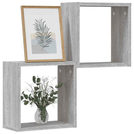 Estantes cubo de pared 2 unidades gris sonoma 30x15x30 cm en Estanterías | Comprar online en Foru.es