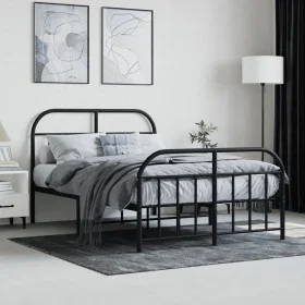Black metal headboard and footboard bed frame 120x200 cm by vidaXL, Beds and slatted bases - Ref: Foro24-353651, Price: 111,7...