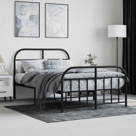Estructura de cama cabecero y estribo metal negro 120x200 cm de vidaXL, Camas y somieres - Ref: Foro24-353651, Precio: 113,52...