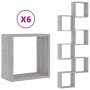 Estantes cubo de pared 6 unidades gris sonoma 30x15x30 cm en Estanterías | Comprar online en Foru.es