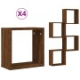 Estantes cubo de pared 4 unidades roble marrón 30x15x30 cm en Estanterías | Comprar online en Foru.es