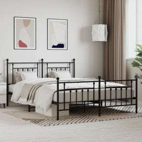 Estructura de cama cabecero y estribo metal negro 183x213cm de vidaXL, Camas y somieres - Ref: Foro24-353560, Precio: 134,35 ...