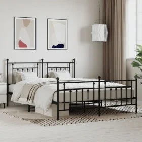 Estructura de cama cabecero y estribo metal negro 183x213cm de vidaXL, Camas y somieres - Ref: Foro24-353560, Precio: 132,40 ...