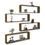 Estante cúbico de pared 4 uds madera roble ahumado 100x15x30cm en Estanterías | Comprar online en Foru.es