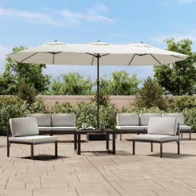 Sombrilla doble blanco arena 449x245 cm de vidaXL, Sombrillas - Ref: Foro24-362945, Precio: 186,52 €, Descuento: %