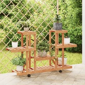 Soporte para flores con ruedas madera maciza abeto 110x25x78 cm de vidaXL, Soportes para macetas - Ref: Foro24-362856, Precio...