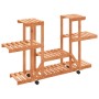 Soporte para flores con ruedas madera maciza abeto 110x25x78 cm de vidaXL, Soportes para macetas - Ref: Foro24-362856, Precio...