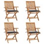 Sillas de jardín plegables y cojines 4 udes madera maciza teca en Sillas de jardín | Comprar online en Foru.es