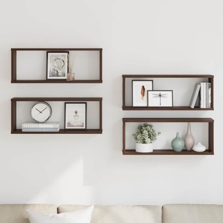 Estantes cúbicos de pared 4 uds madera roble marrón 60x15x23 cm en Estanterías | Comprar online en Foru.es