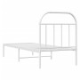 Estructura de cama de metal con cabecero blanco 75x190 cm de vidaXL, Camas y somieres - Ref: Foro24-353674, Precio: 63,49 €, ...